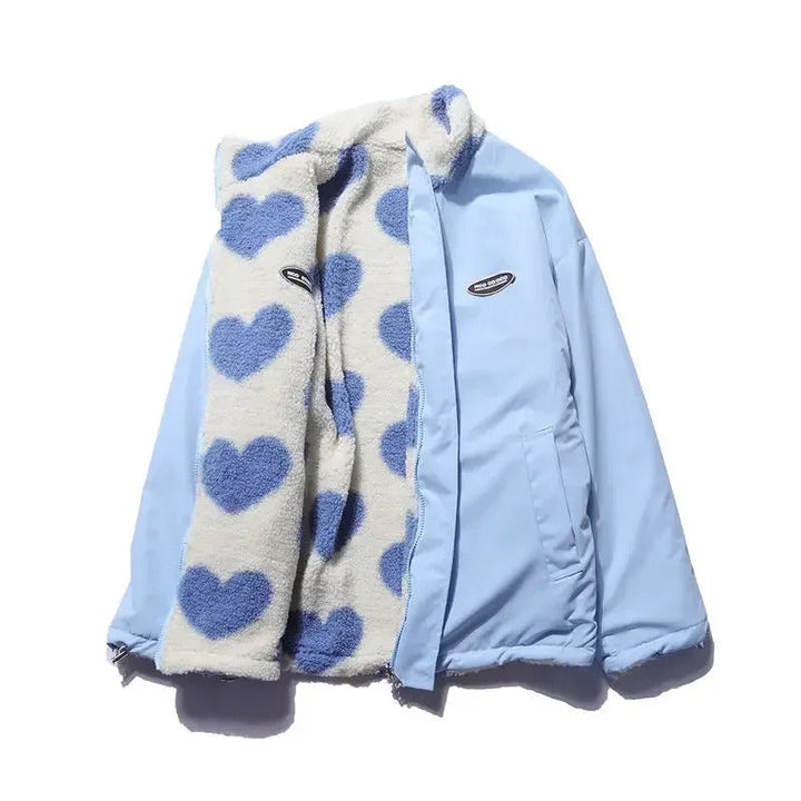 Ottavia | Wendbare Teddyjacke mit Herzmuster
