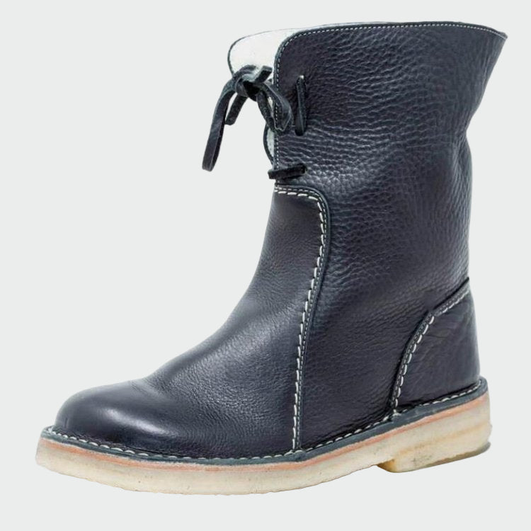 Wasserdichte Herrenlederstiefel mit warmem Wollfutter