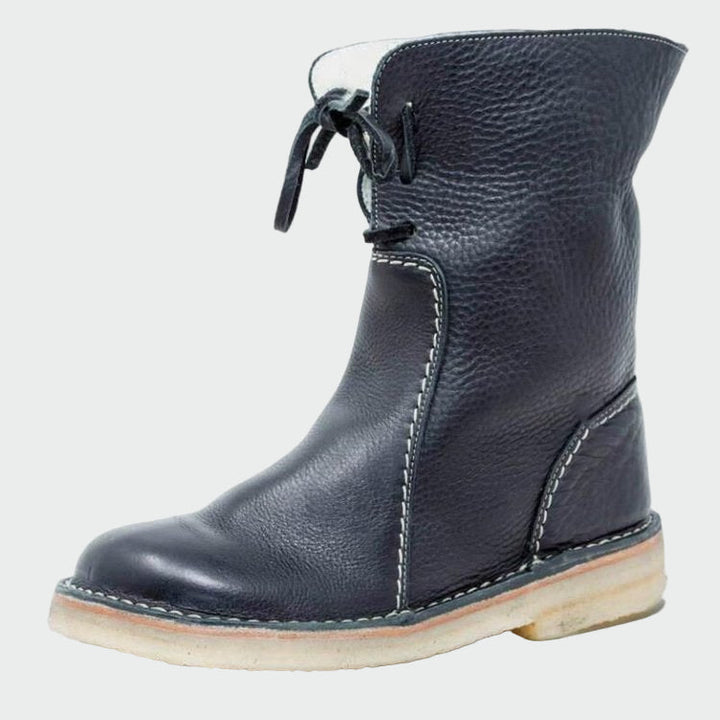 Wasserdichte Herrenlederstiefel mit warmem Wollfutter
