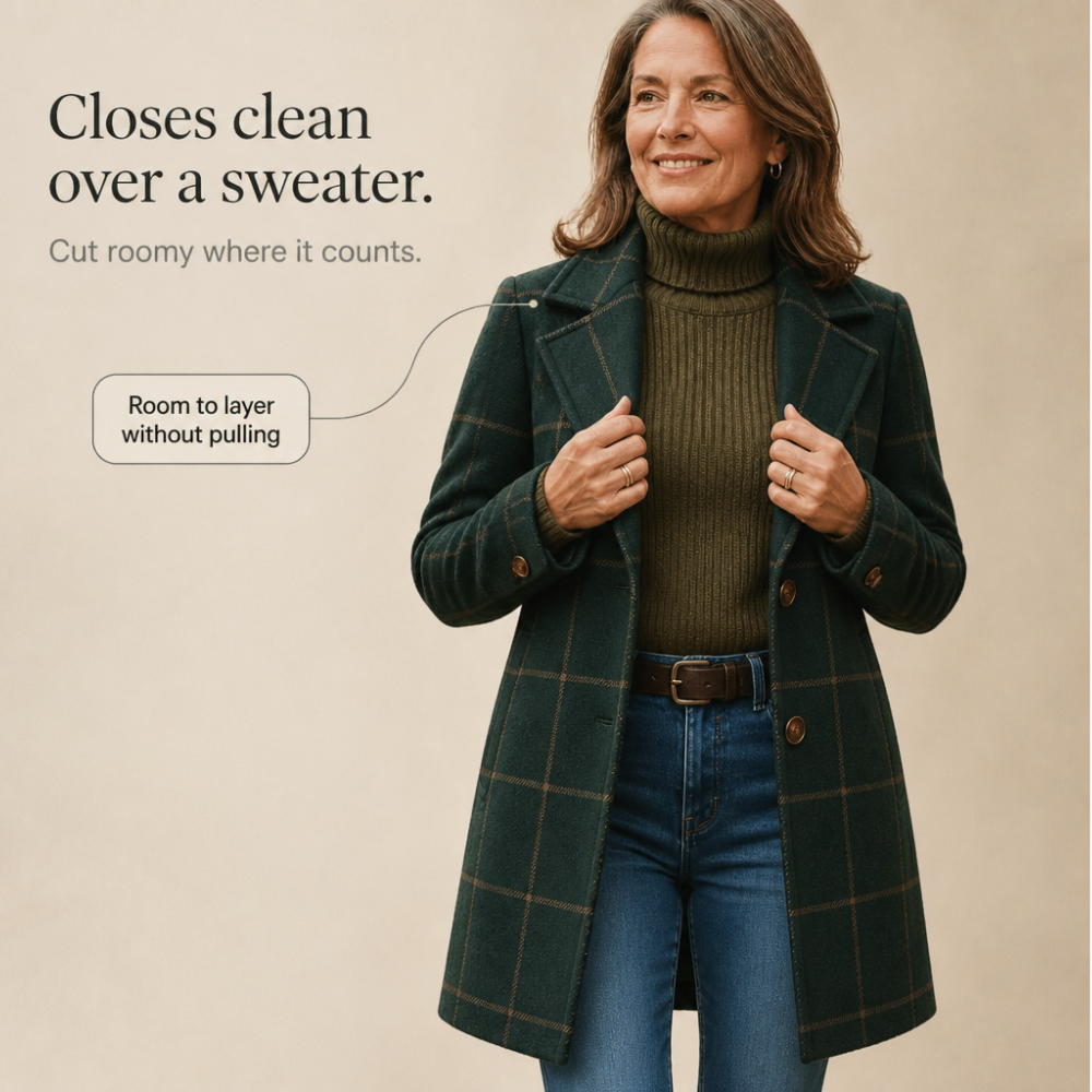 Helena | Wollmantel mit elegantem Karo-Muster