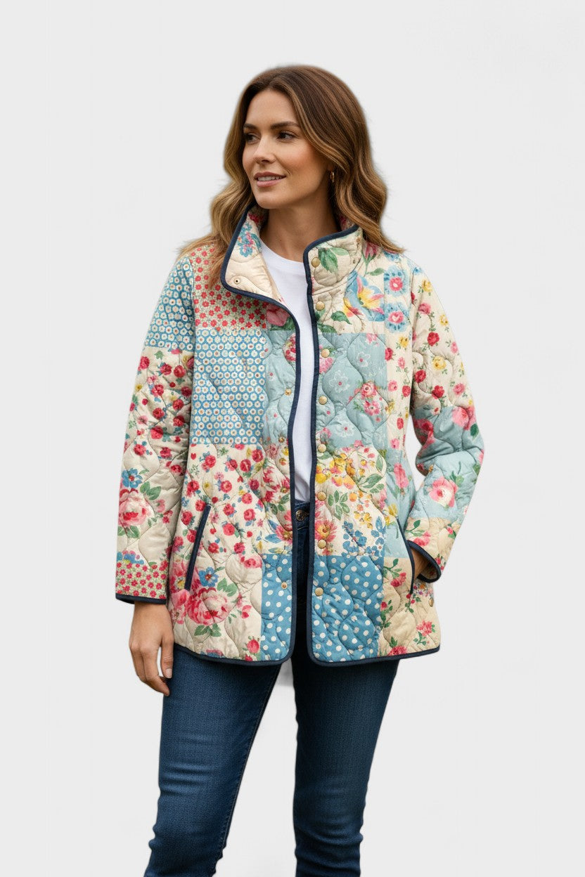 Marielle – Gemusterte Steppjacke mit Stehkragen