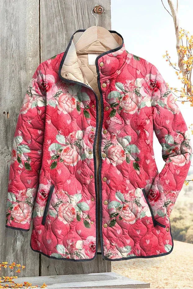 Florina – Gemusterte Steppjacke mit Stehkragen