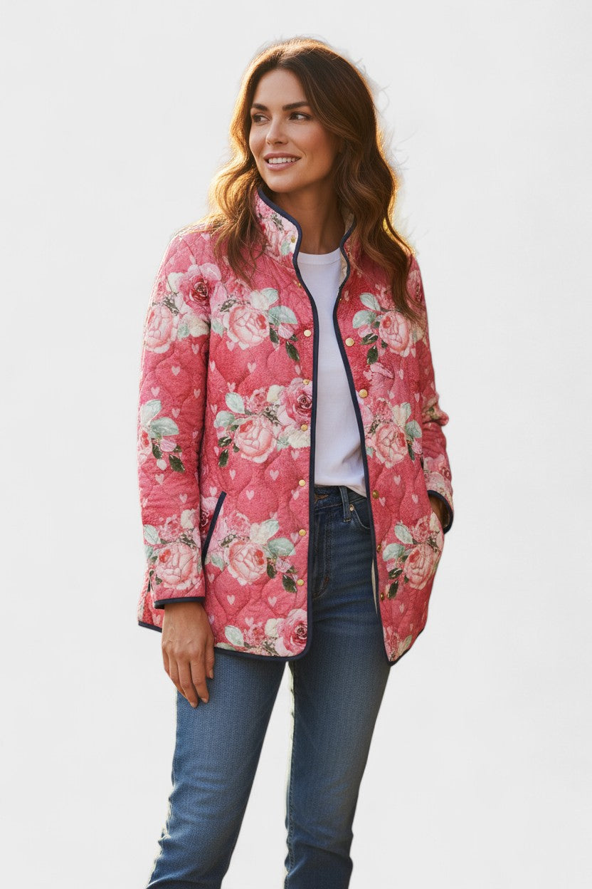 Florina – Gemusterte Steppjacke mit Stehkragen