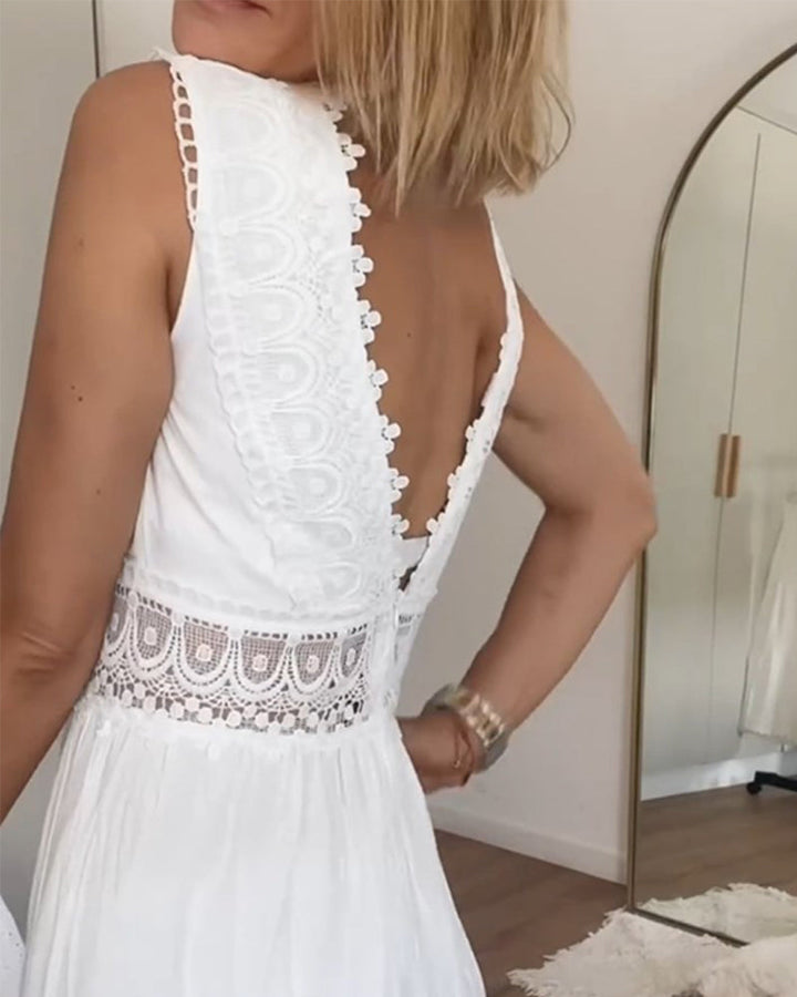 Circe - V-Ausschnitt Spitzen-Camisole-Kleid