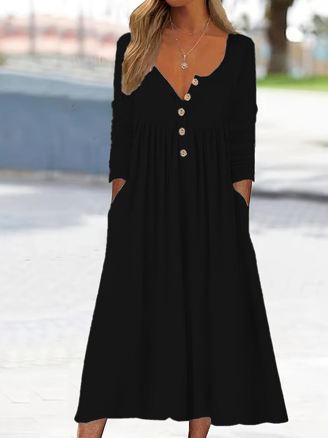 ZARA | Midi-Kleid mit Vorderknöpfen