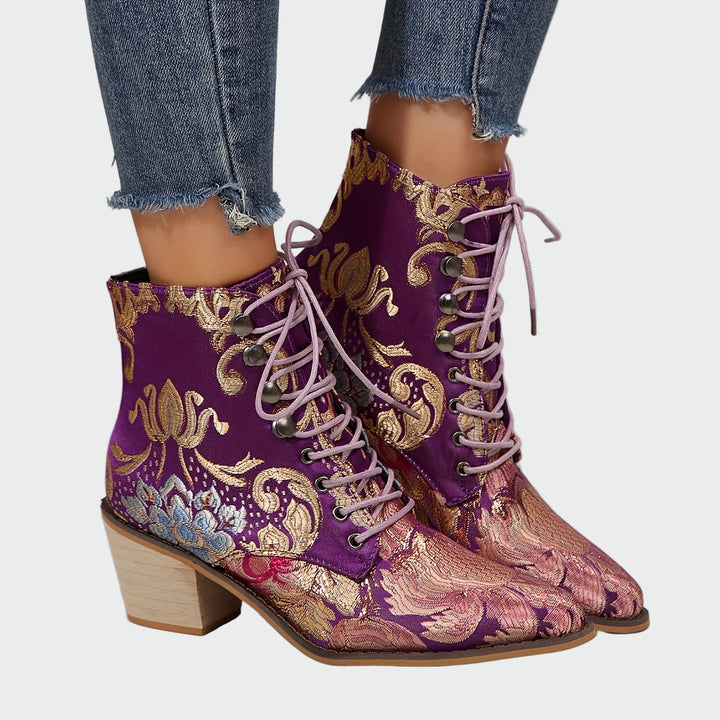 Meda - Leder Schuhe mit Blumen