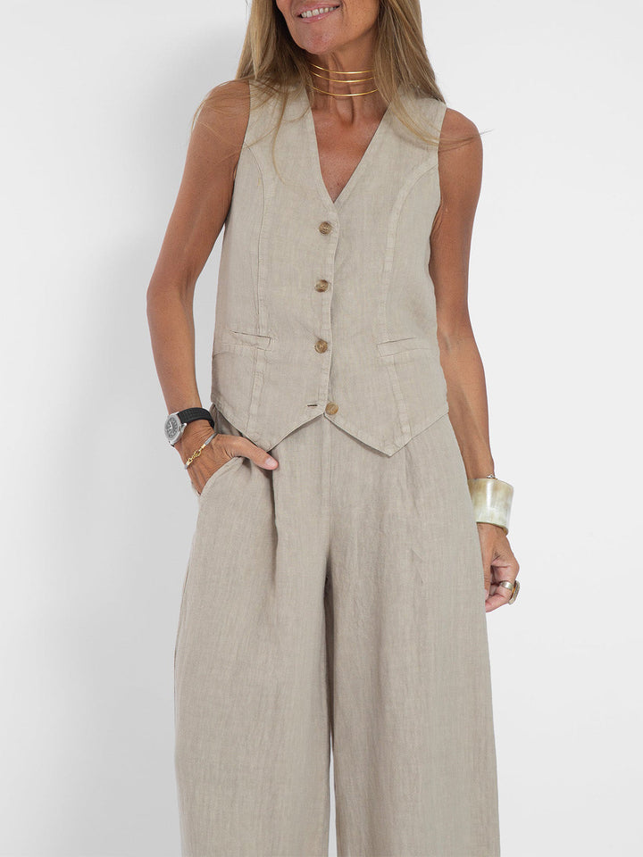 Aira - Gilet mit Knöpfen und Weit geschnittene Hose