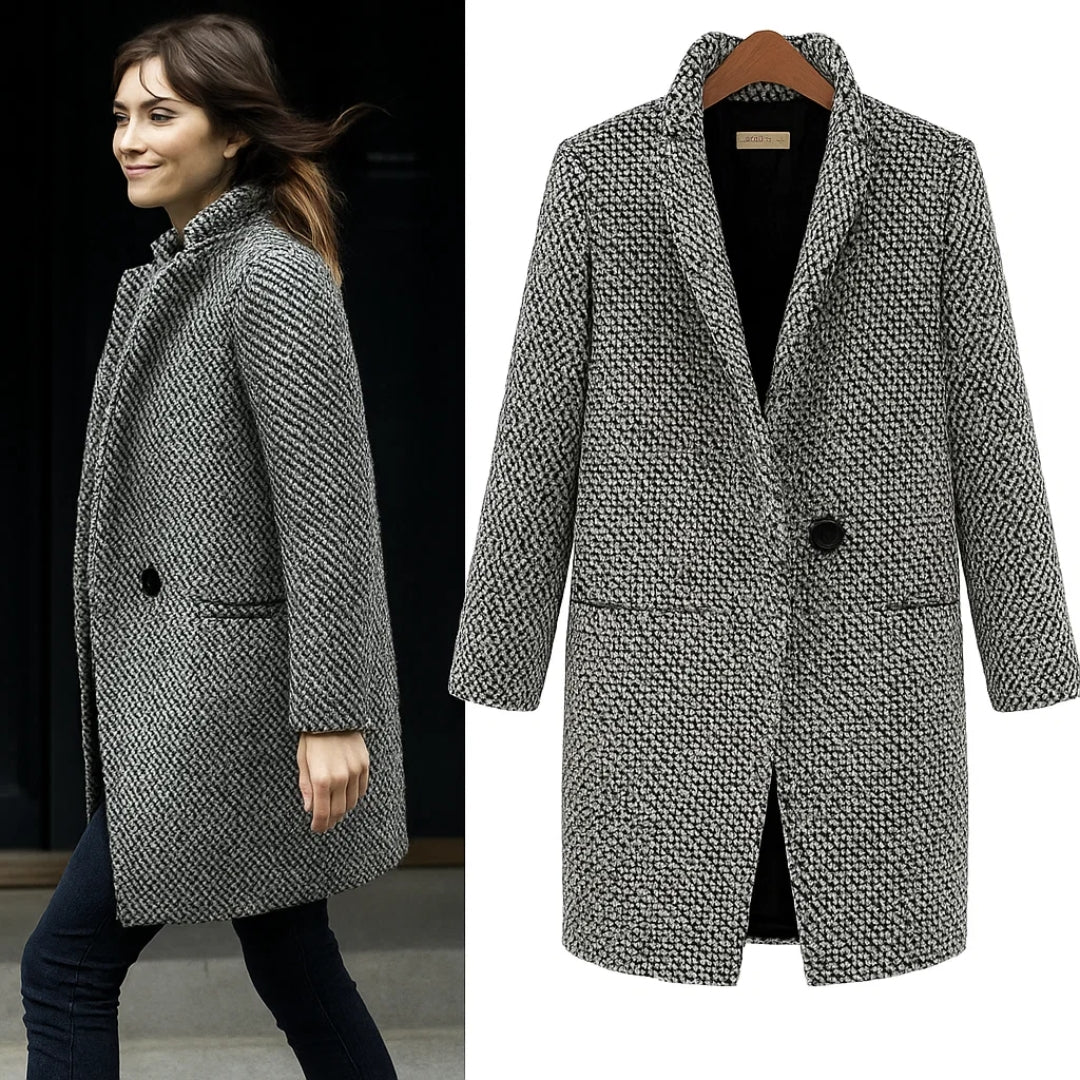 Federica | Bouclé-Einreihiger Mantel mit Revers