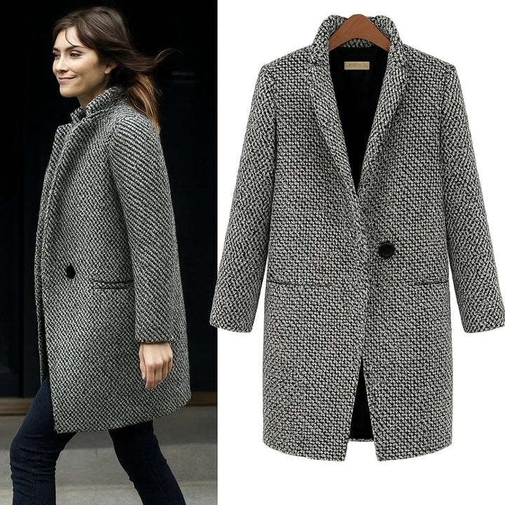 Federica | Bouclé-Einreihiger Mantel mit Revers
