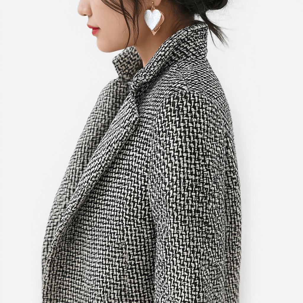 Federica | Bouclé-Einreihiger Mantel mit Revers