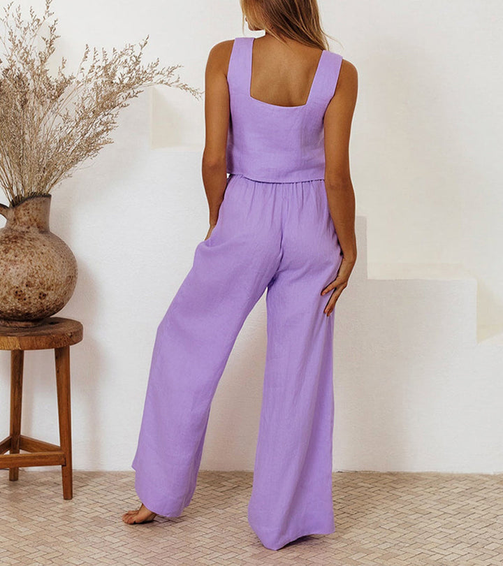Megan - Minimalistisches Top-Set mit Schlaghose