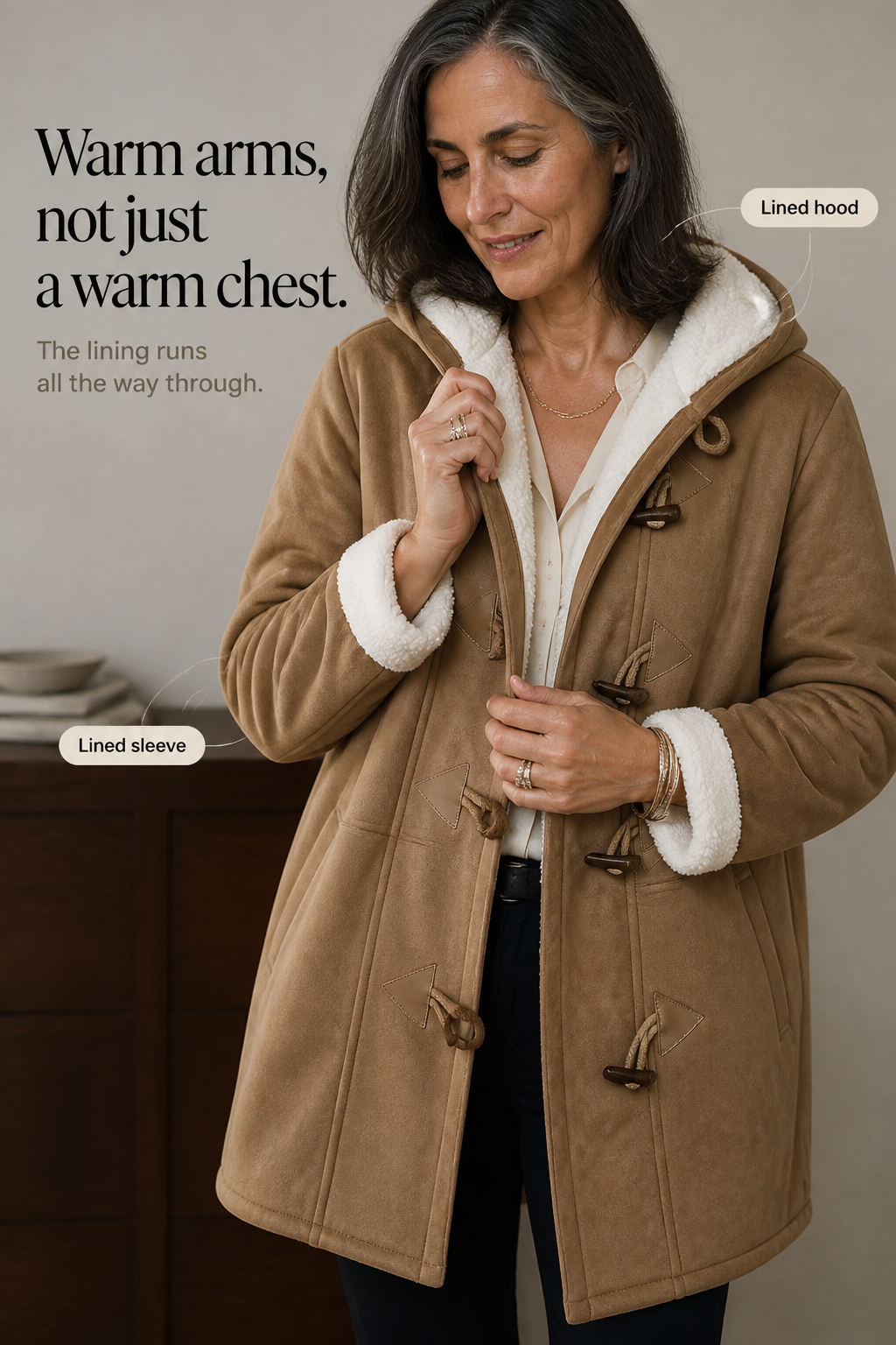 Annelie | Gefütterter Dufflecoat mit Kapuze
