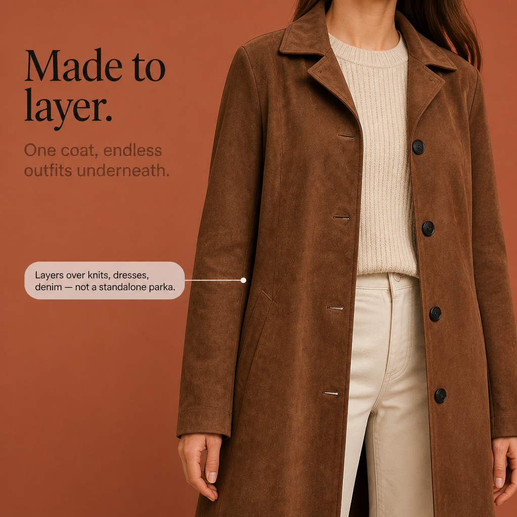 Astrid | Rauleder-Mantel in zeitloser Passform