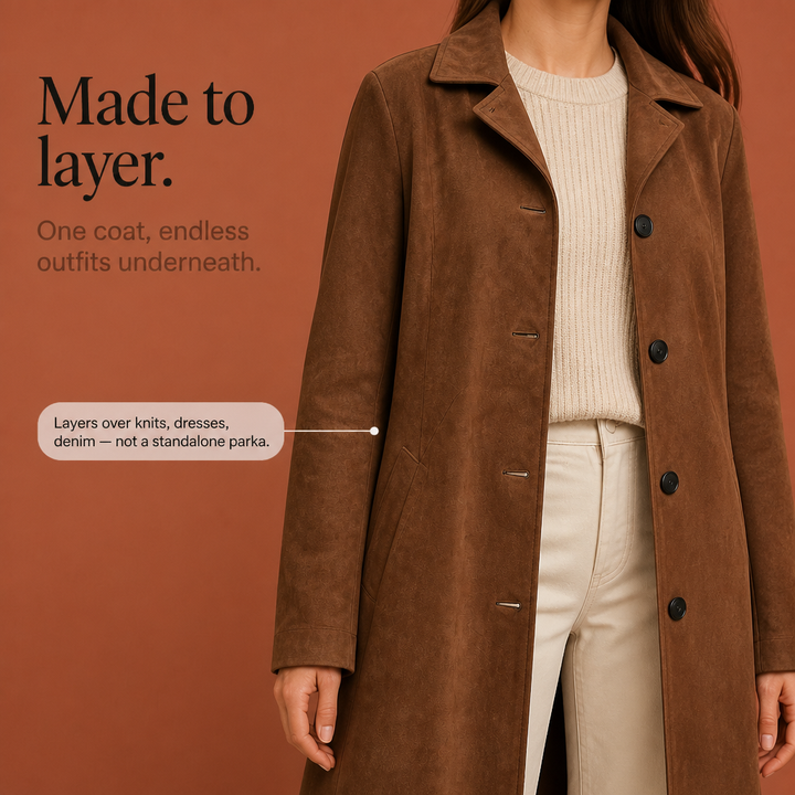 Astrid | Rauleder-Mantel in zeitloser Passform