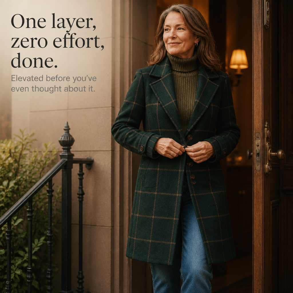 Helena | Wollmantel mit elegantem Karo-Muster