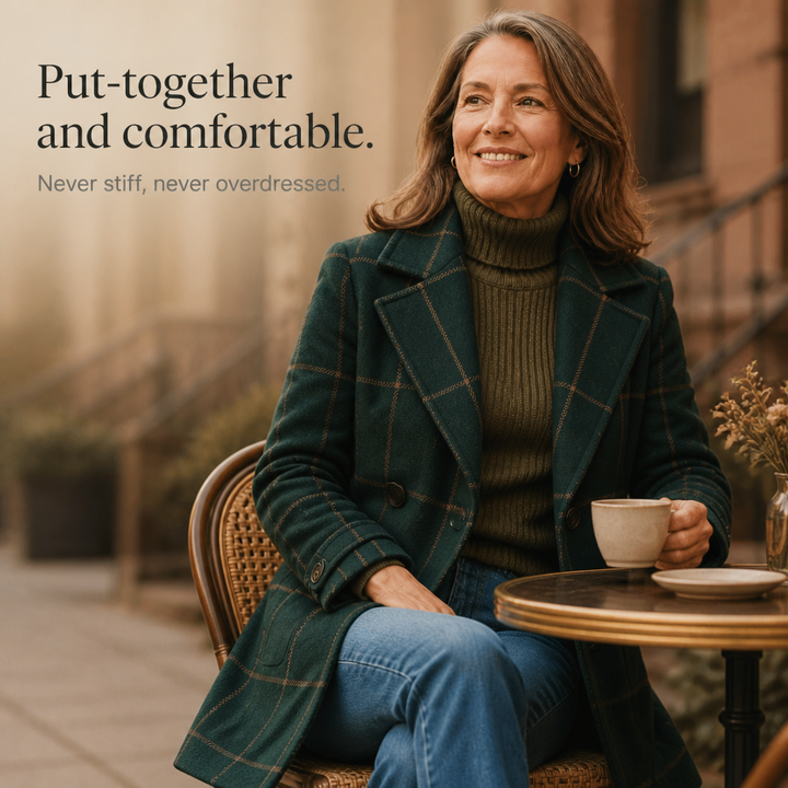 Helena | Wollmantel mit elegantem Karo-Muster