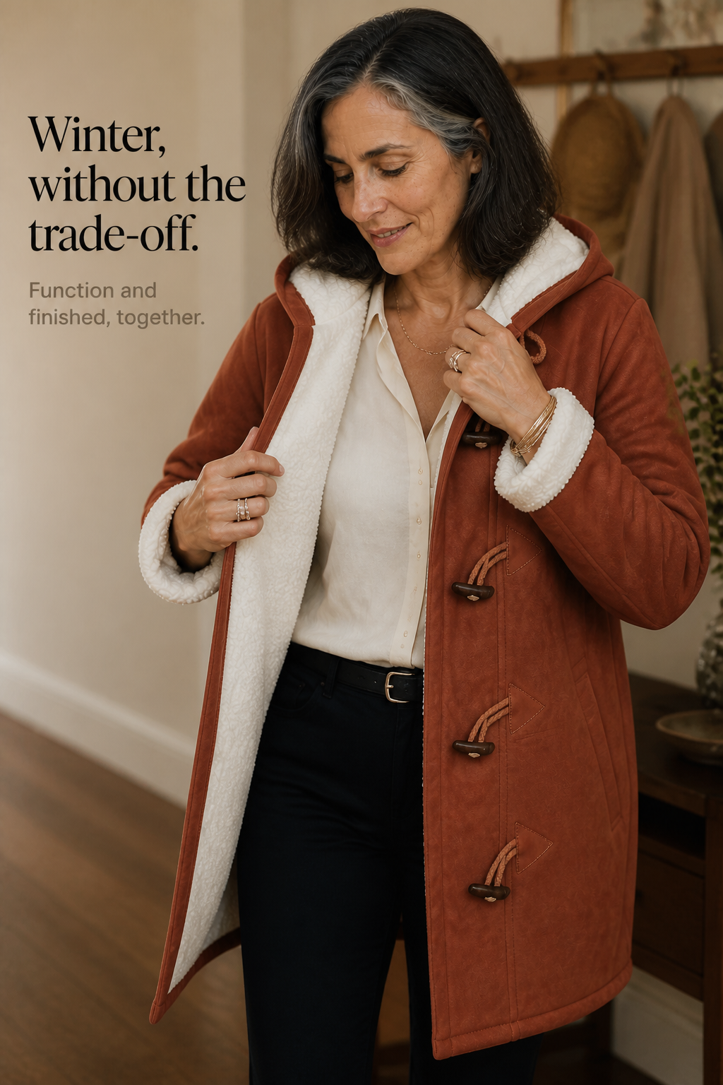 Annelie | Gefütterter Dufflecoat mit Kapuze