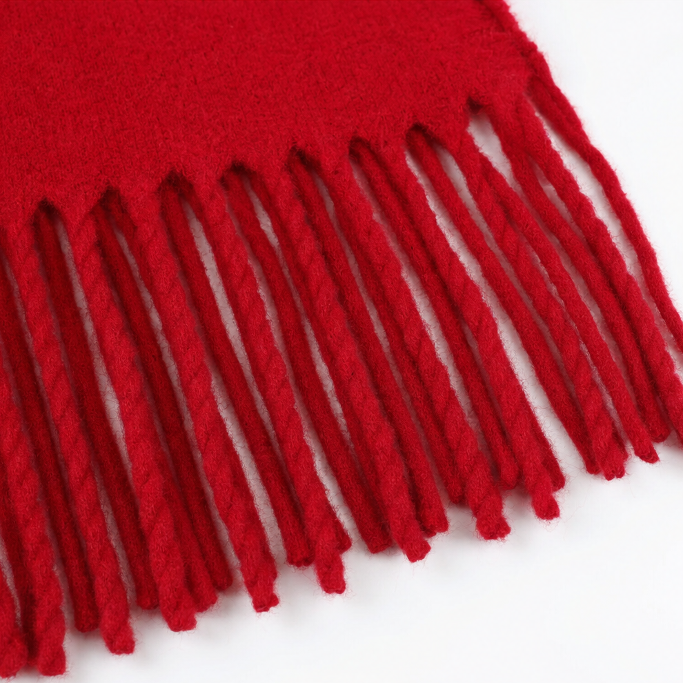 Tanja | Strick-Poncho mit Fransensaum