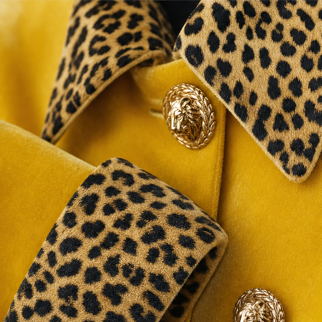 Victoria | Eleganter Samtmantel mit Animal-Details