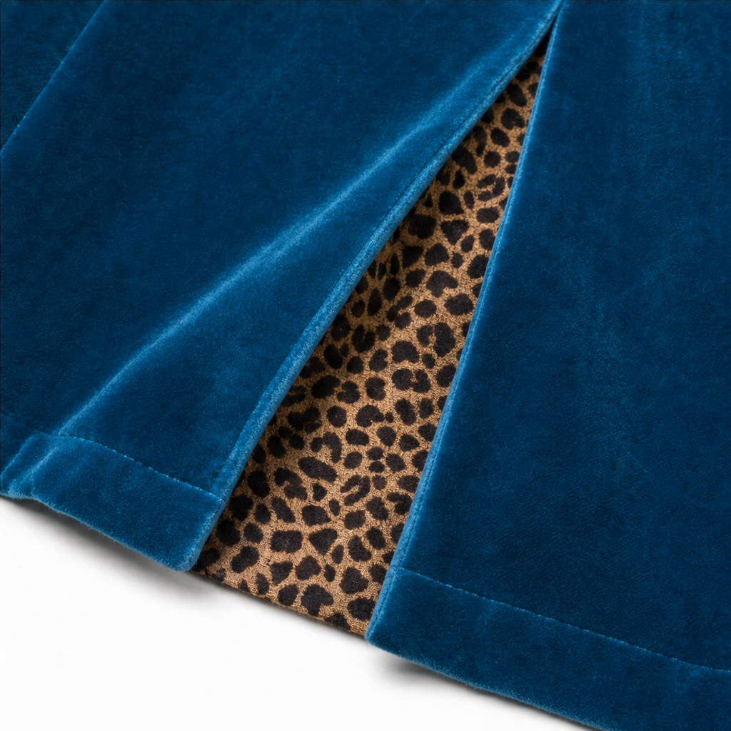 Valentina | Eleganter Samtmantel mit Animal-Details