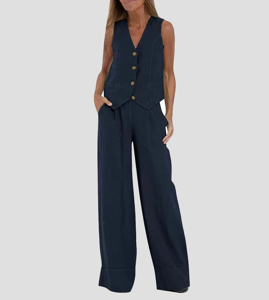 Aira - Gilet mit Knöpfen und Weit geschnittene Hose