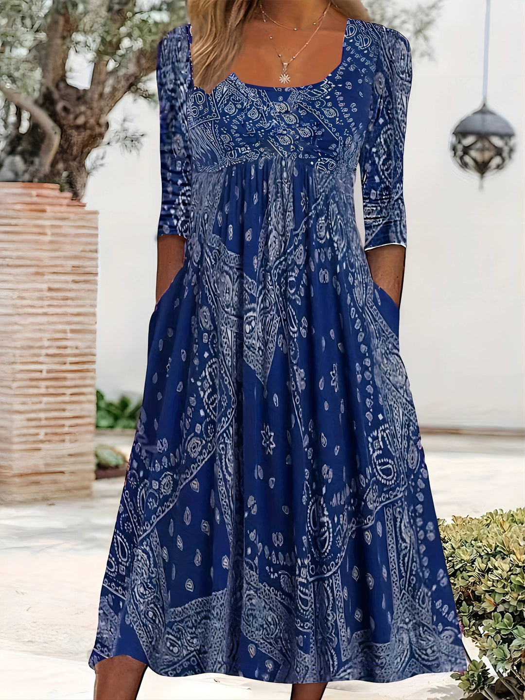 ELOWEN | Langes Ärmeliges Casual-Midi-Kleid