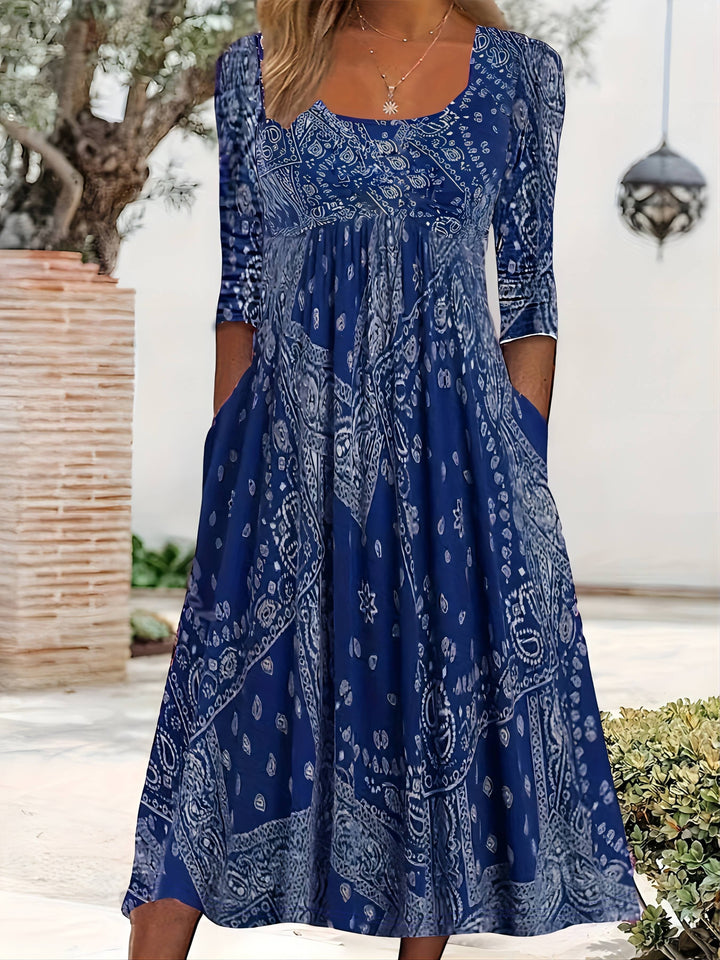ELOWEN | Langes Ärmeliges Casual-Midi-Kleid