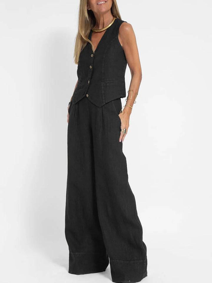 Aira - Gilet mit Knöpfen und Weit geschnittene Hose