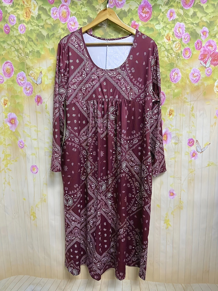 ELOWEN | Langes Ärmeliges Casual-Midi-Kleid