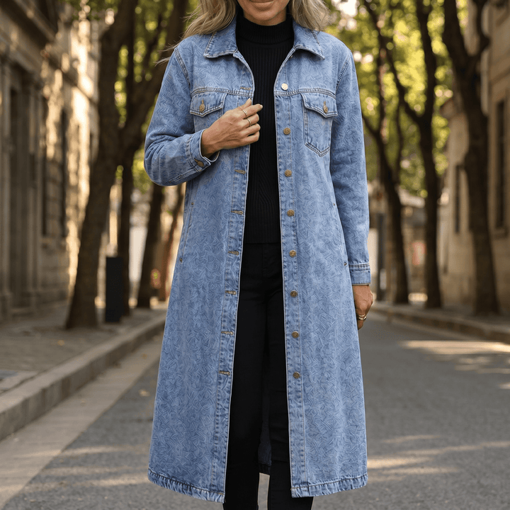 Saskia | Long-Jeansmantel in gewaschener Optik