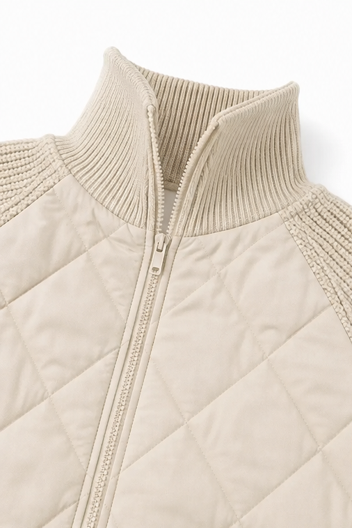 Lorena | Hybrid-Steppjacke mit Zopfstrick-Ärmeln