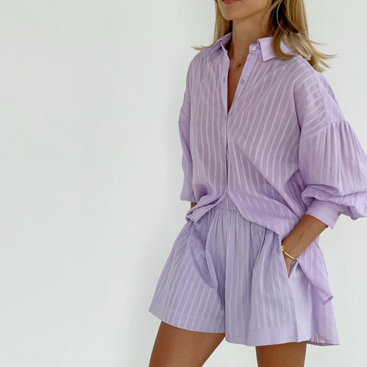 Viola - Ensemble mit Knopfleiste und Leichten Shorts