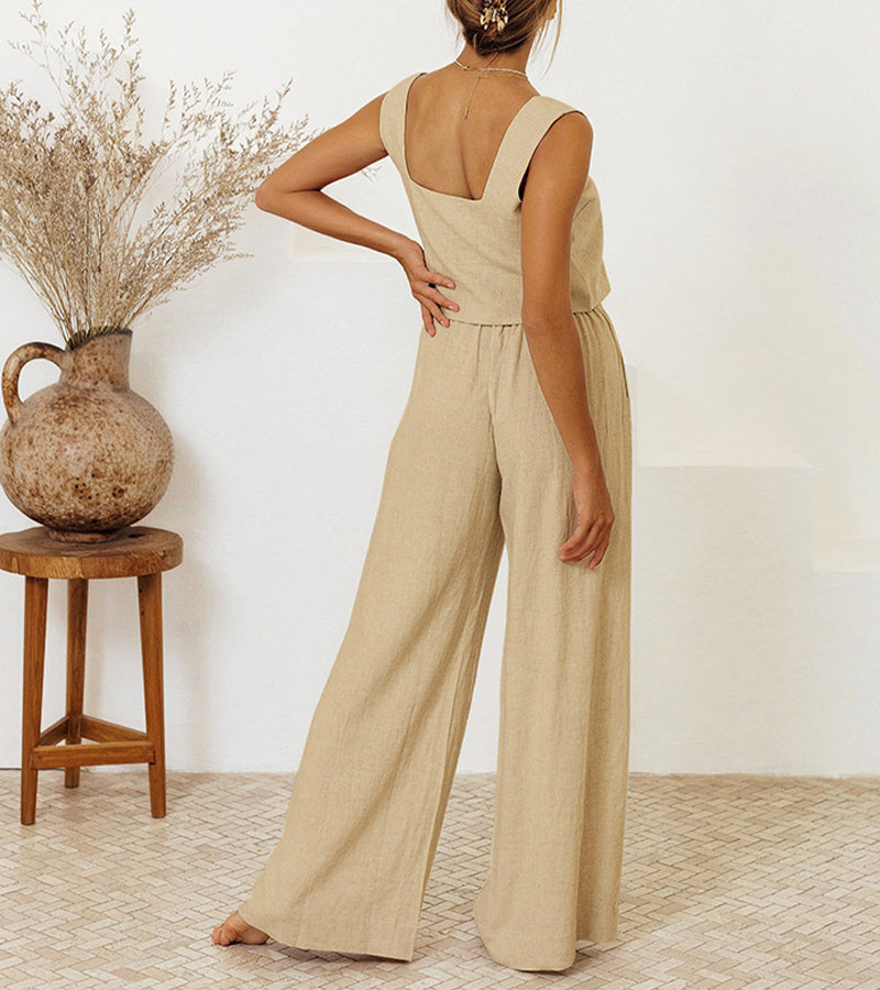 Megan - Minimalistisches Top-Set mit Schlaghose