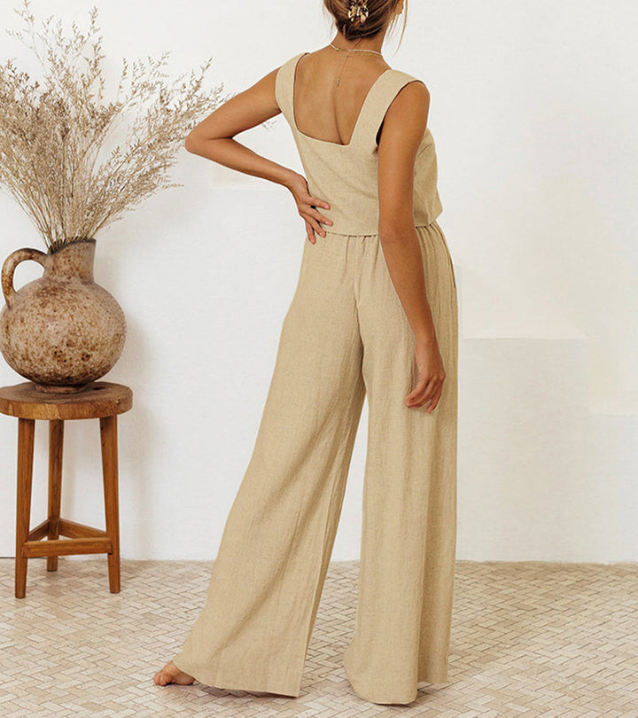 Megan - Minimalistisches Top-Set mit Schlaghose