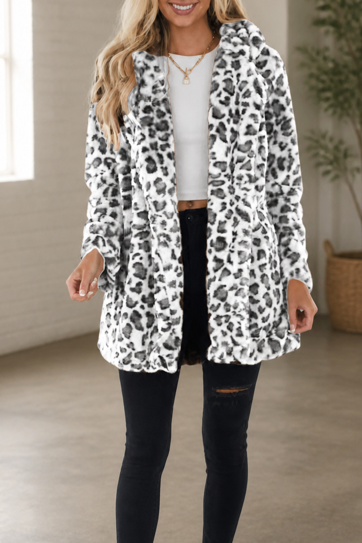 Paulina | Plüschmantel im Leoparden-Look