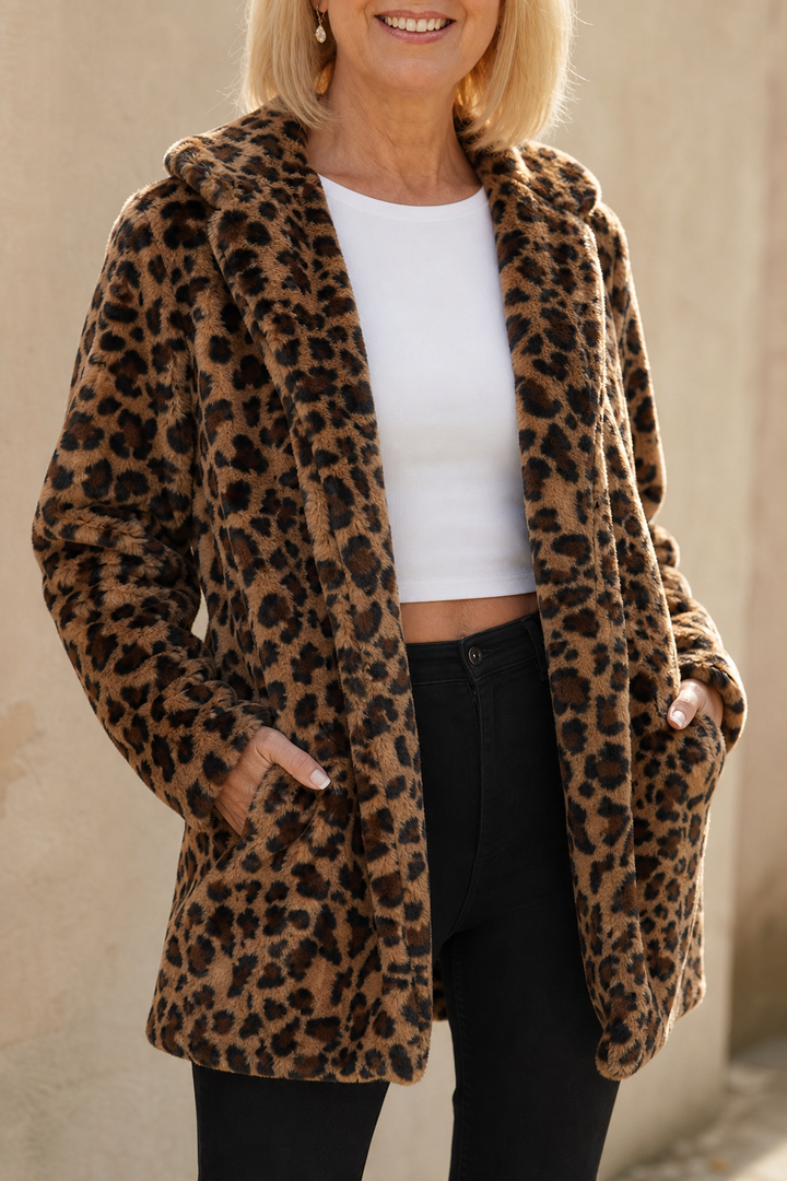 Paulina | Plüschmantel im Leoparden-Look