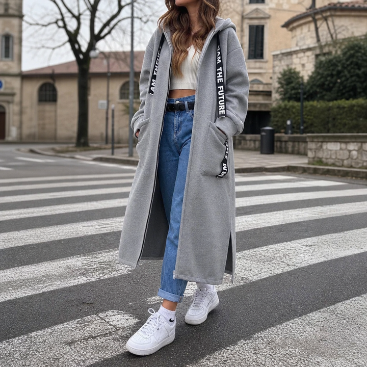 Aurelia | Long-Sweatjacke mit Statement-Bändern
