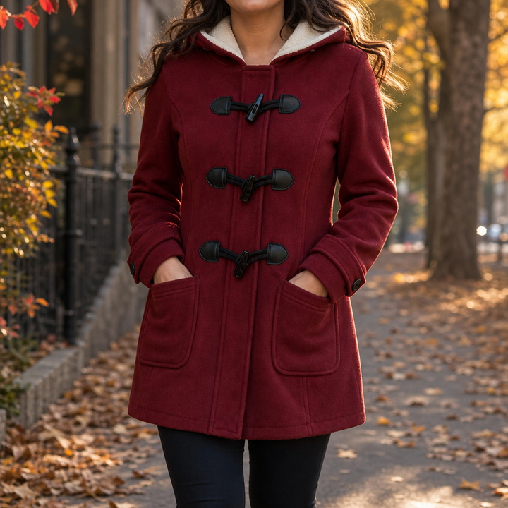 Amelie | Eleganter Dufflecoat mit Kapuze