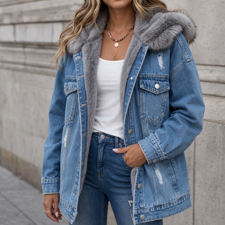 Mara | Jeansjacke mit kuscheliger Kapuze