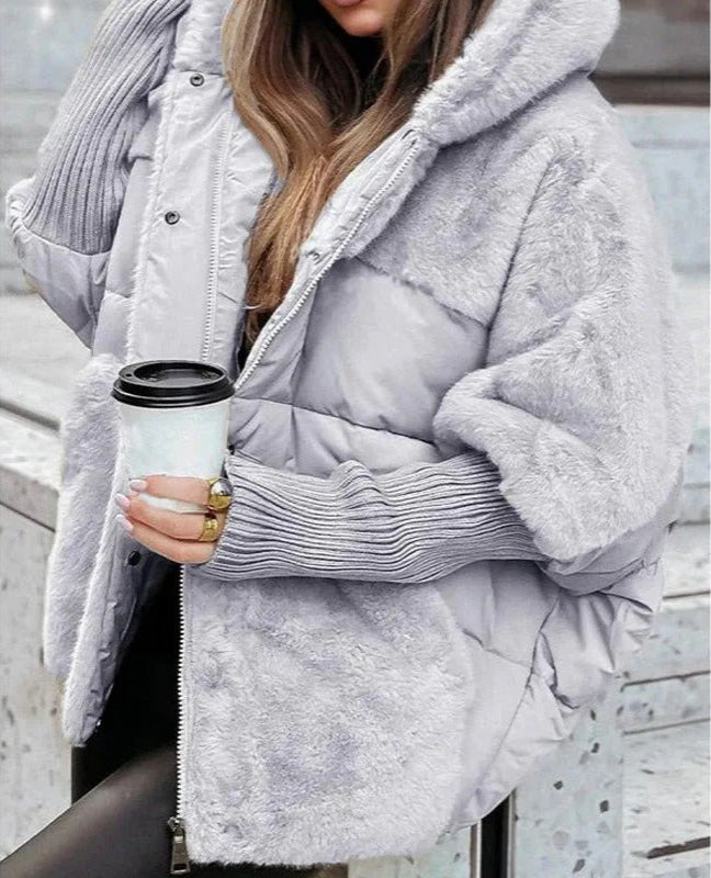 Noemi | Teddyjacke mit gepolsterten Einsätzen und Kapuze