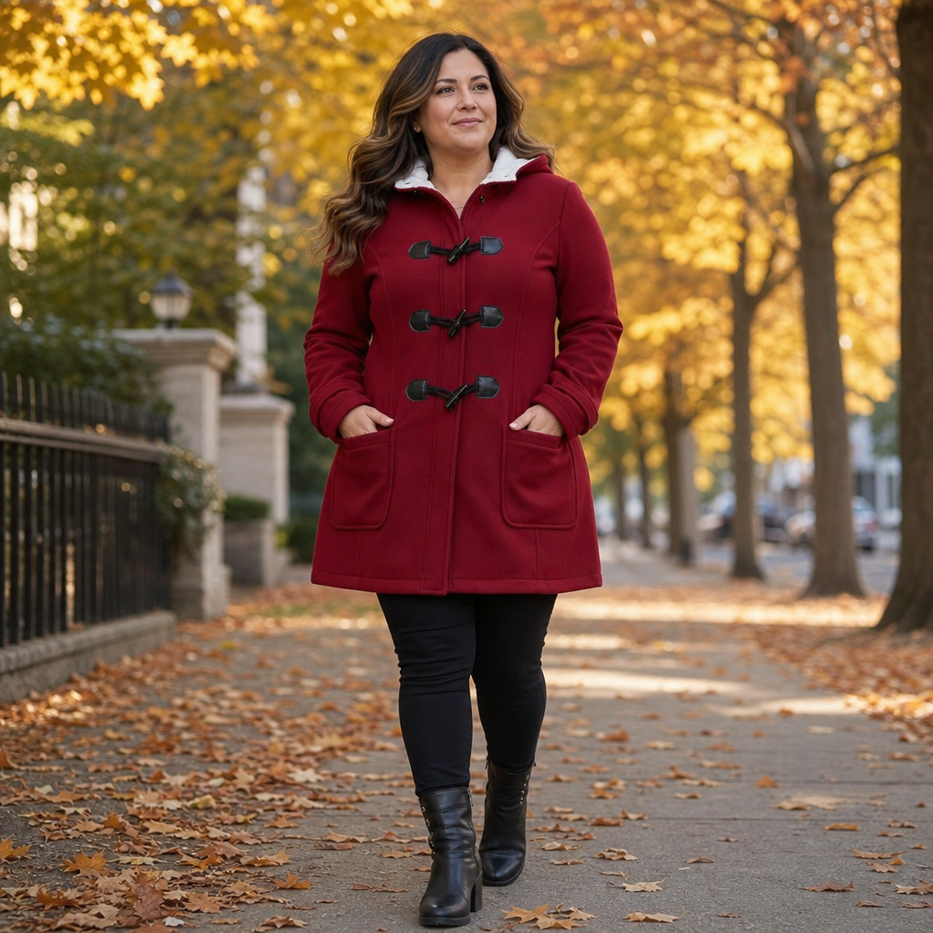 Amelie | Eleganter Dufflecoat mit Kapuze