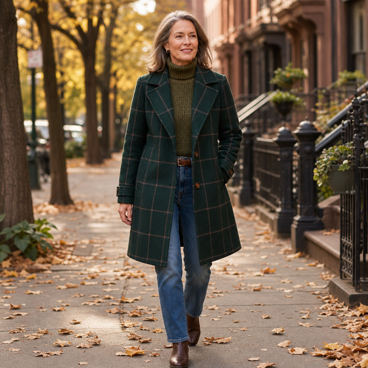 Helena | Wollmantel mit elegantem Karo-Muster