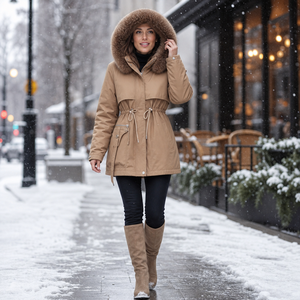 Amalia | Eleganter Wintermantel mit Gürtel