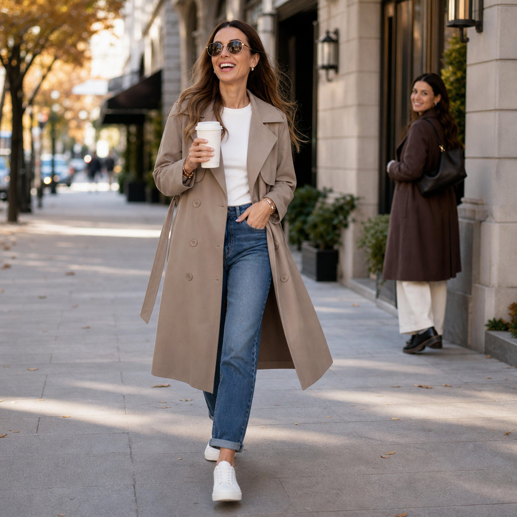 Gisela | Klassischer Trenchcoat mit Bindegürtel