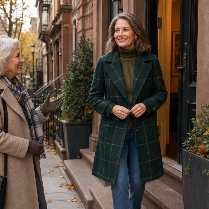 Helena | Wollmantel mit elegantem Karo-Muster