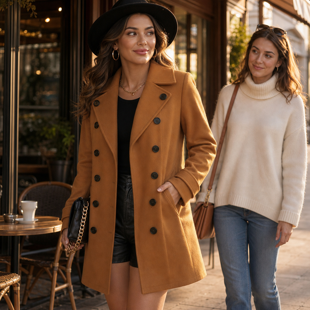 Elena | Eleganter zweireihiger Kurzmantel