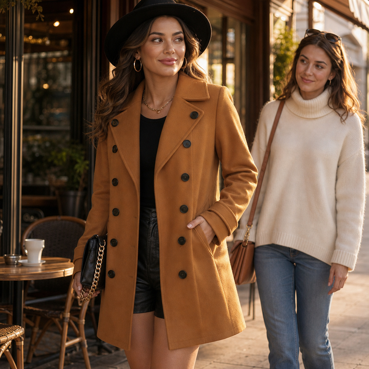Elena | Eleganter zweireihiger Kurzmantel