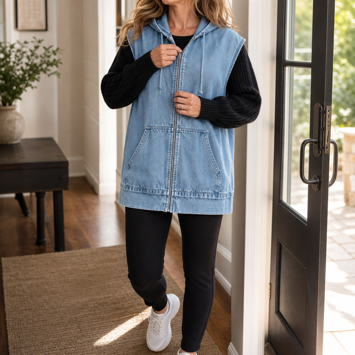 Nina | Lässige Jeansweste mit Kapuze