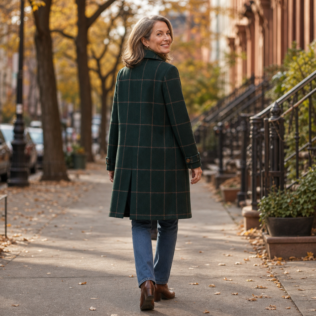 Helena | Wollmantel mit elegantem Karo-Muster
