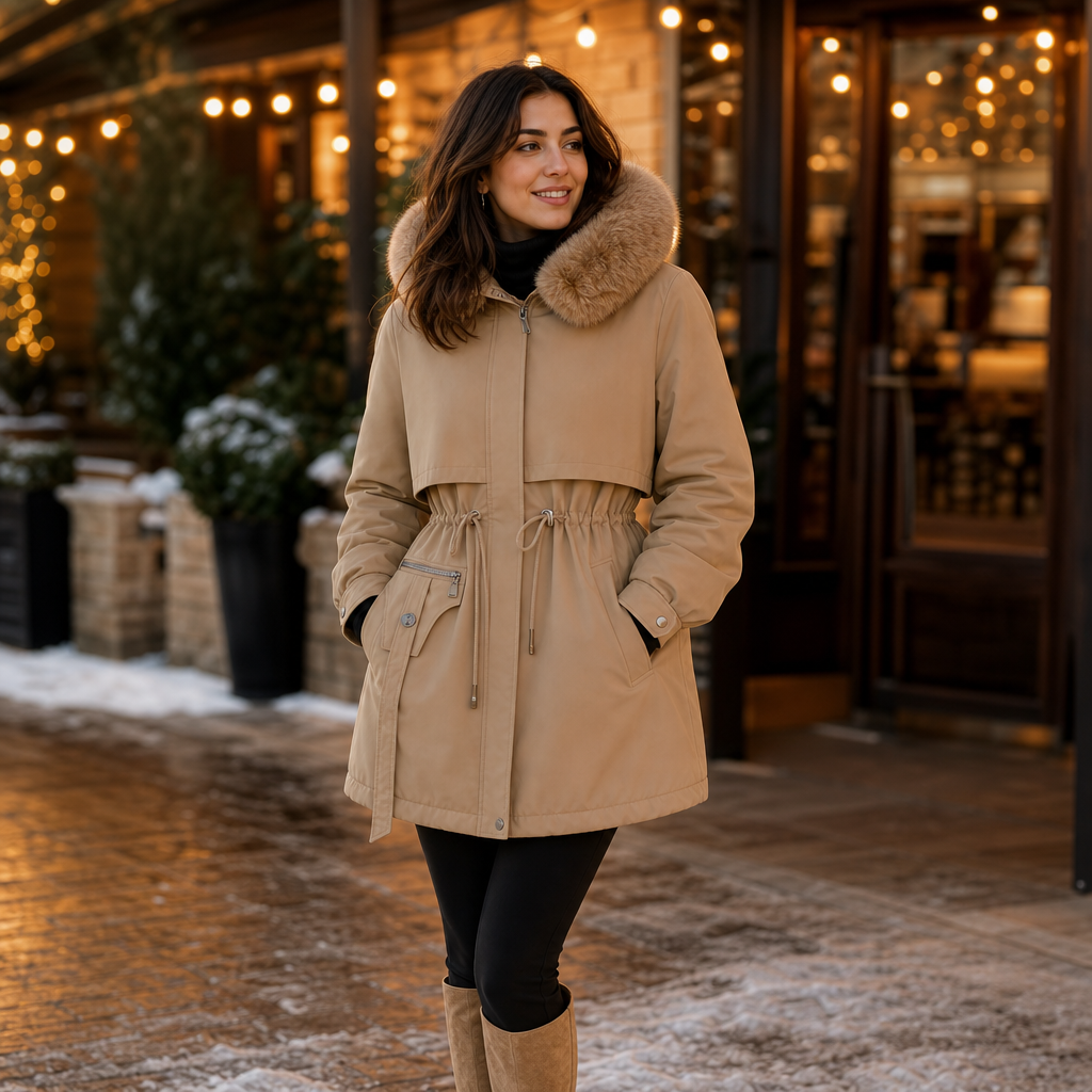 Amalia | Eleganter Wintermantel mit Gürtel